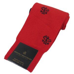 Brooks Brothers Men's Dress Socks Golden Fleece Print Red Made in Italy One Size